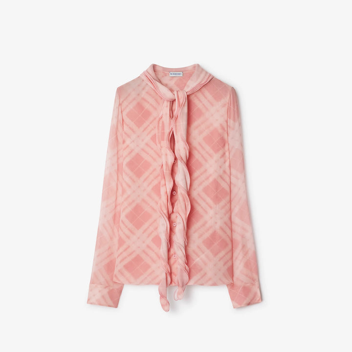 Burberry Ruffled Check Silk Blouse