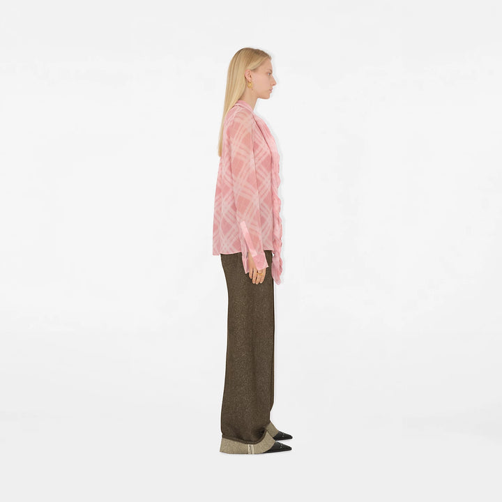 Burberry Ruffled Check Silk Blouse