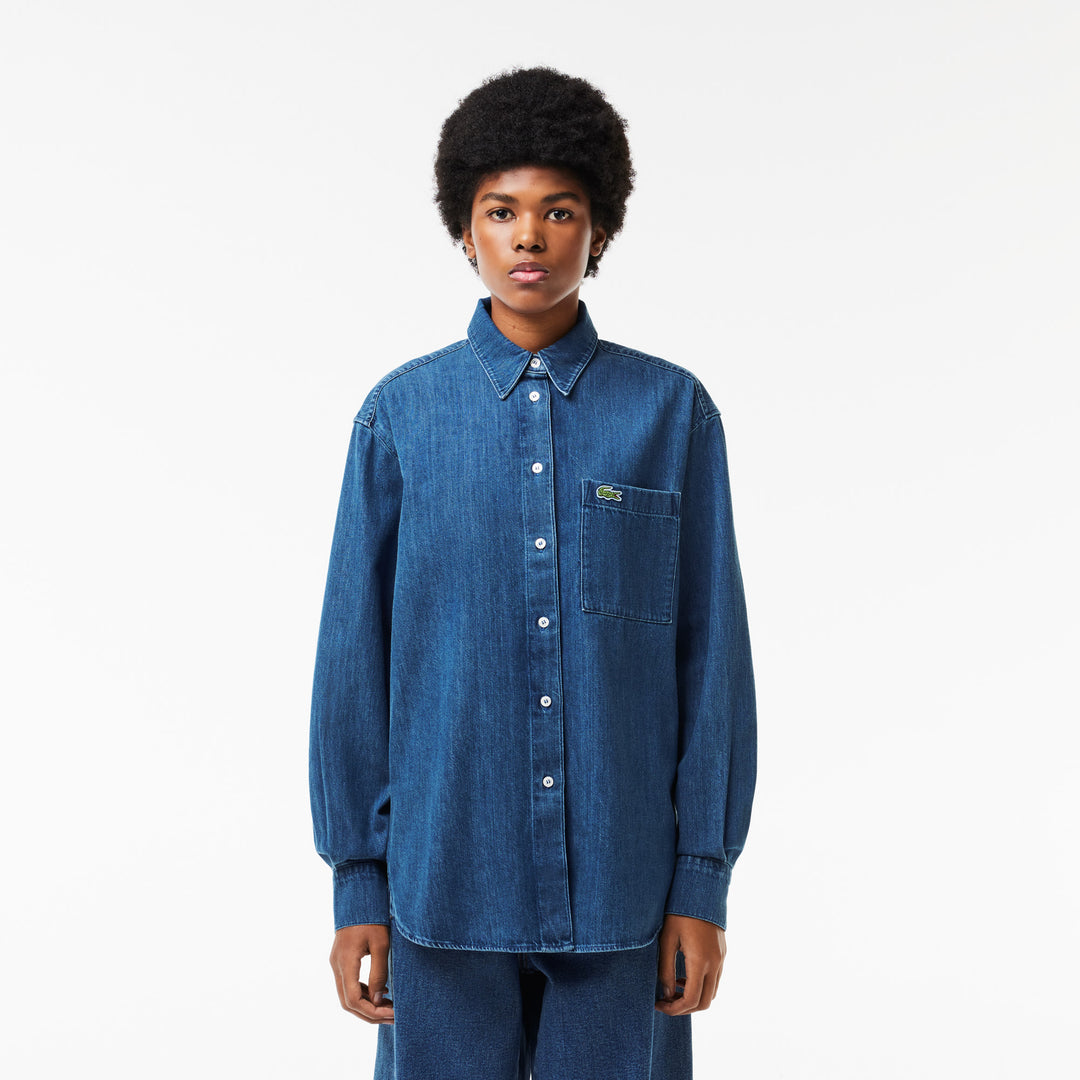 Lacoste Women's Oversized Denim Pocket Shirt