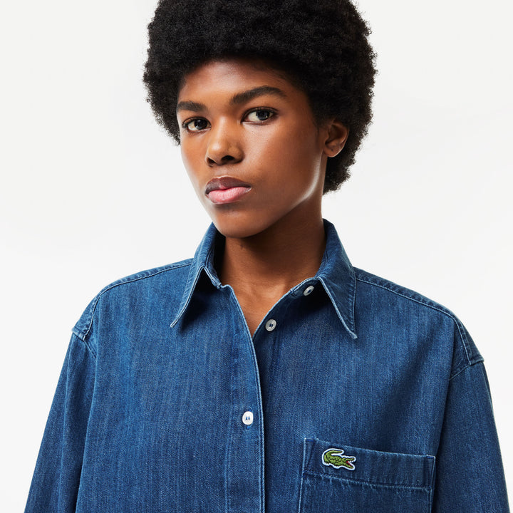 Lacoste Women's Oversized Denim Pocket Shirt