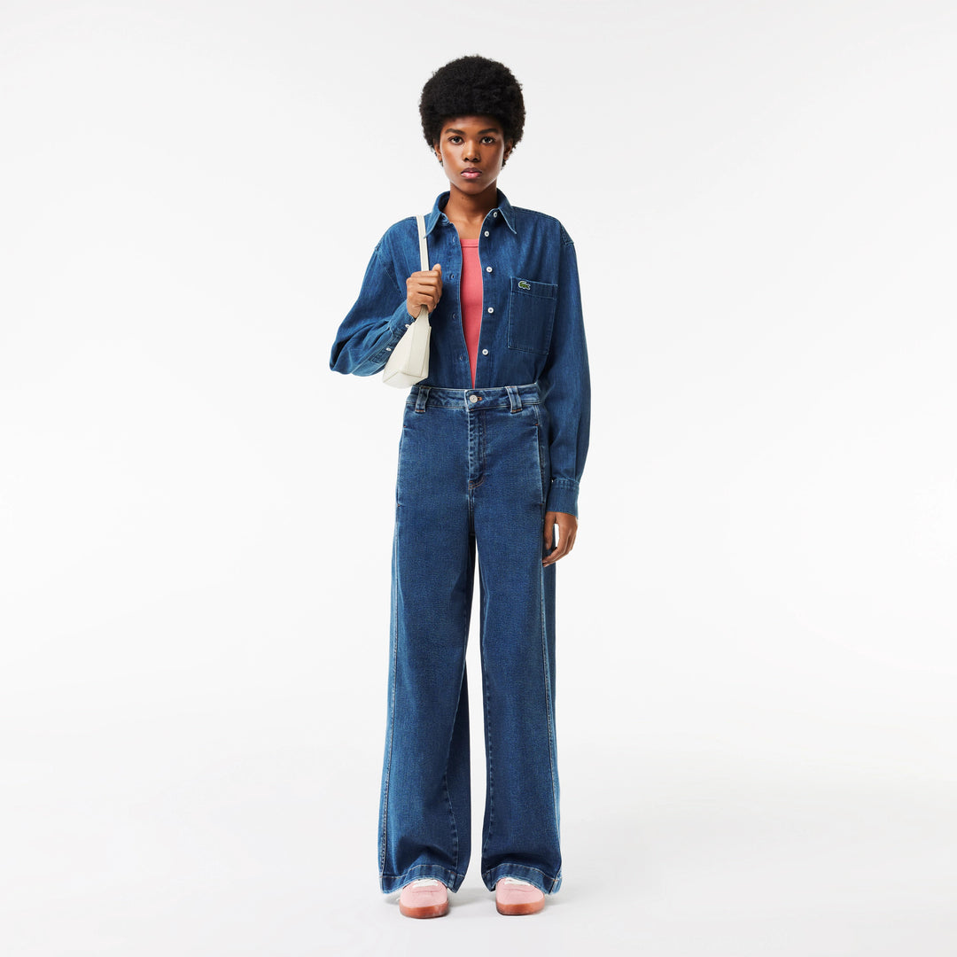 Lacoste Women's Oversized Denim Pocket Shirt