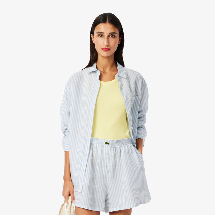 Lacoste Women's Oversized Striped Linen Shirt