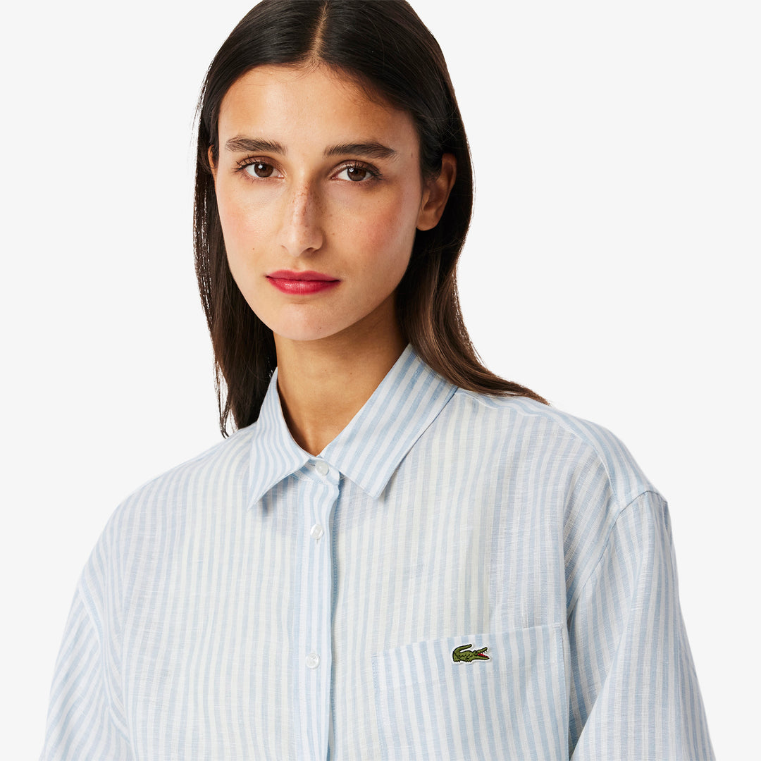 Lacoste Women's Oversized Striped Linen Shirt