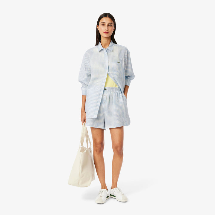 Lacoste Women's Oversized Striped Linen Shirt