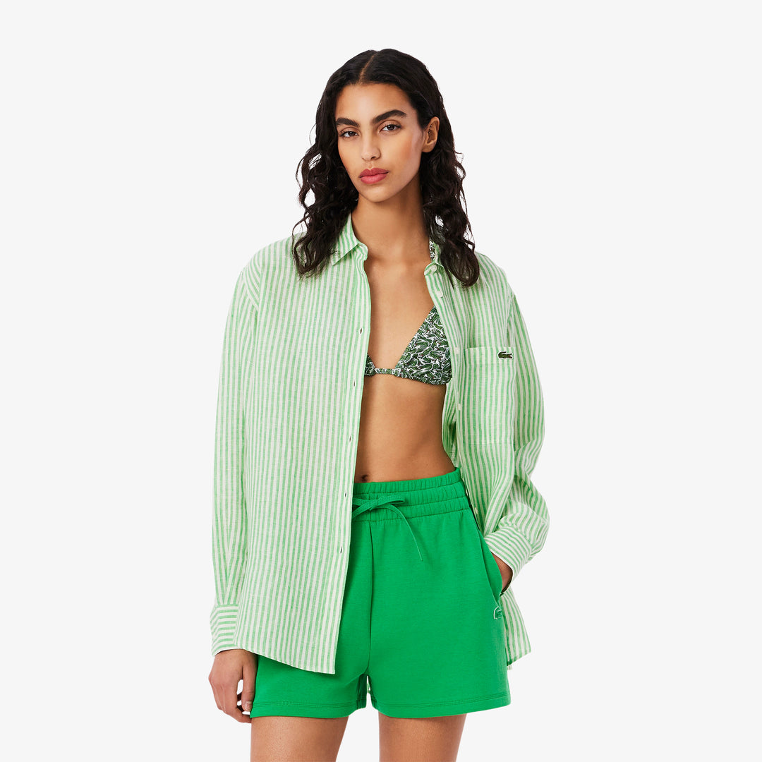 Lacoste Women's Oversized Striped Linen Shirt