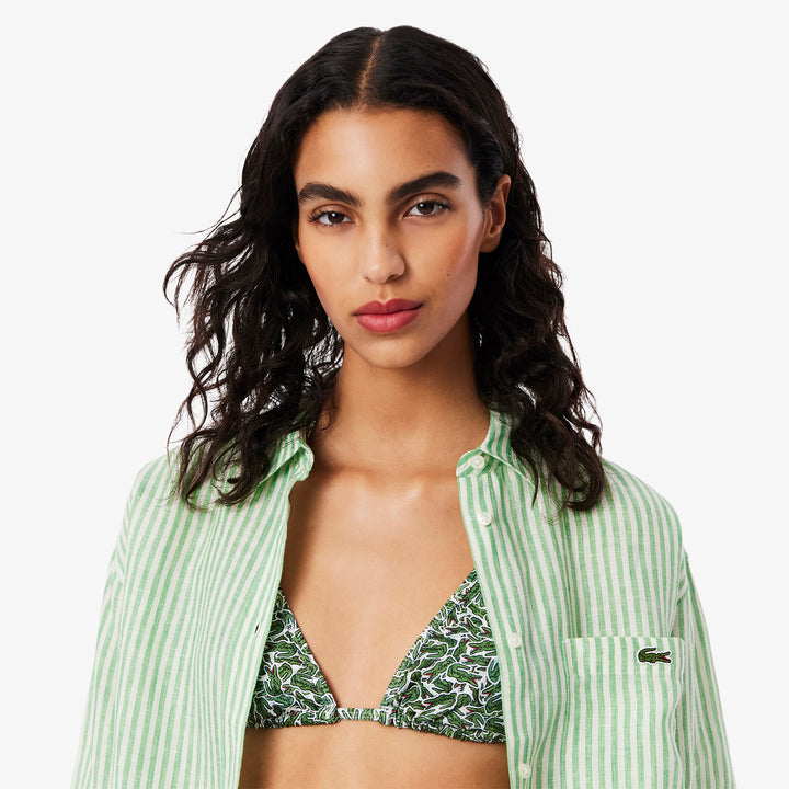 Lacoste Women's Oversized Striped Linen Shirt