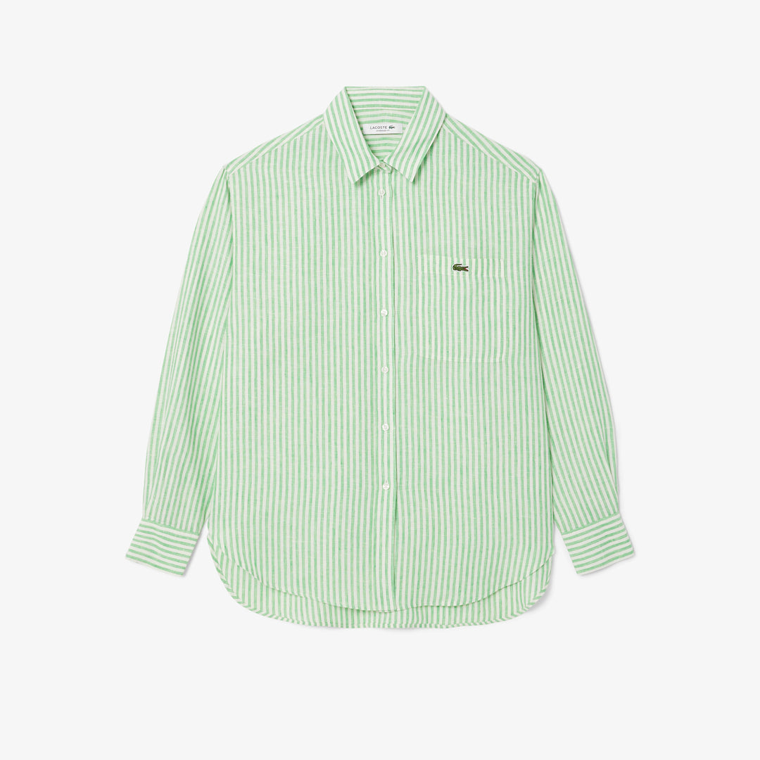 Lacoste Women's Oversized Striped Linen Shirt