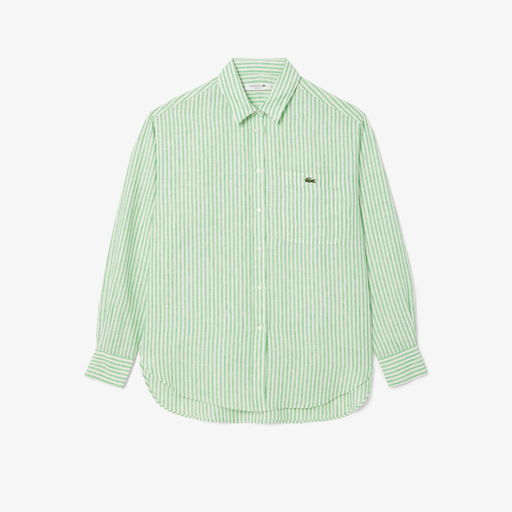 Lacoste Women's Oversized Striped Linen Shirt