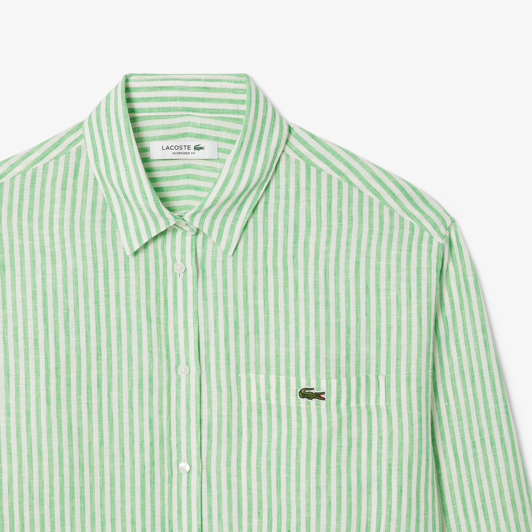 Lacoste Women's Oversized Striped Linen Shirt