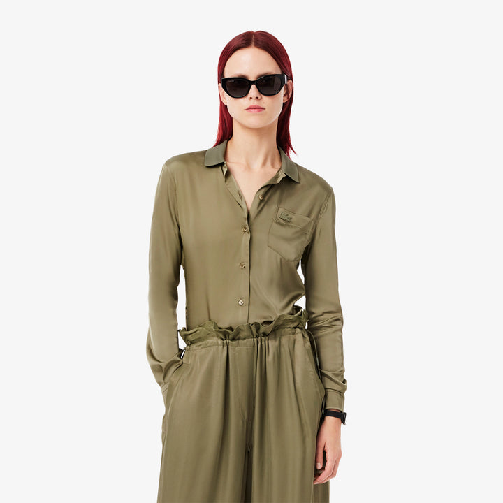 Lacoste Women's Slim Fit Ribbed Collar Shirt