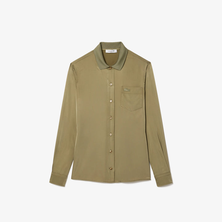 Lacoste Women's Slim Fit Ribbed Collar Shirt