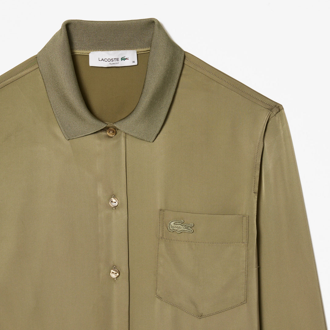 Lacoste Women's Slim Fit Ribbed Collar Shirt