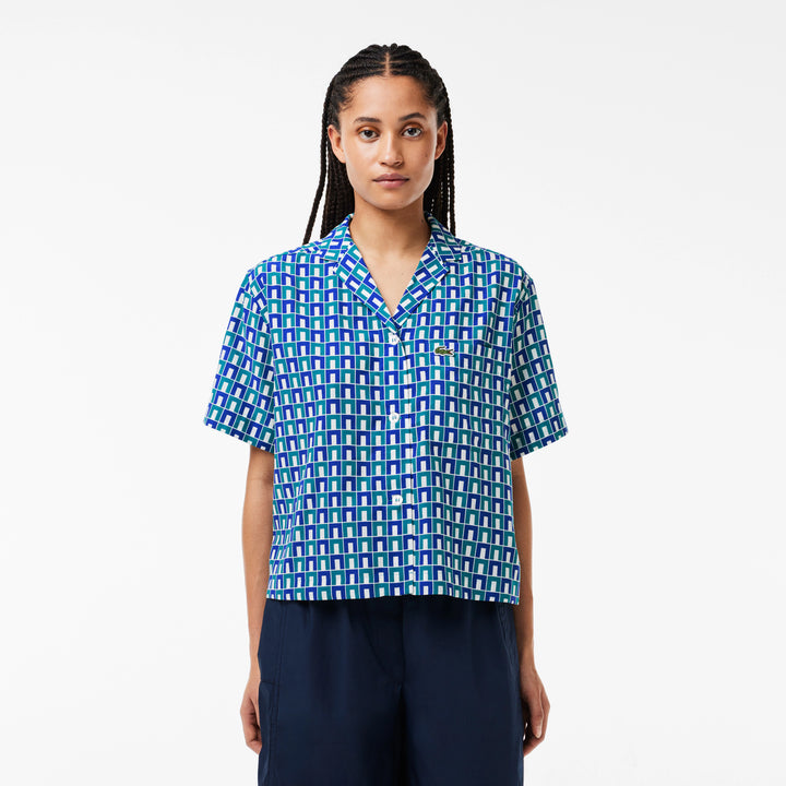 Lacoste Women's Oversized Monogram Print Shirt