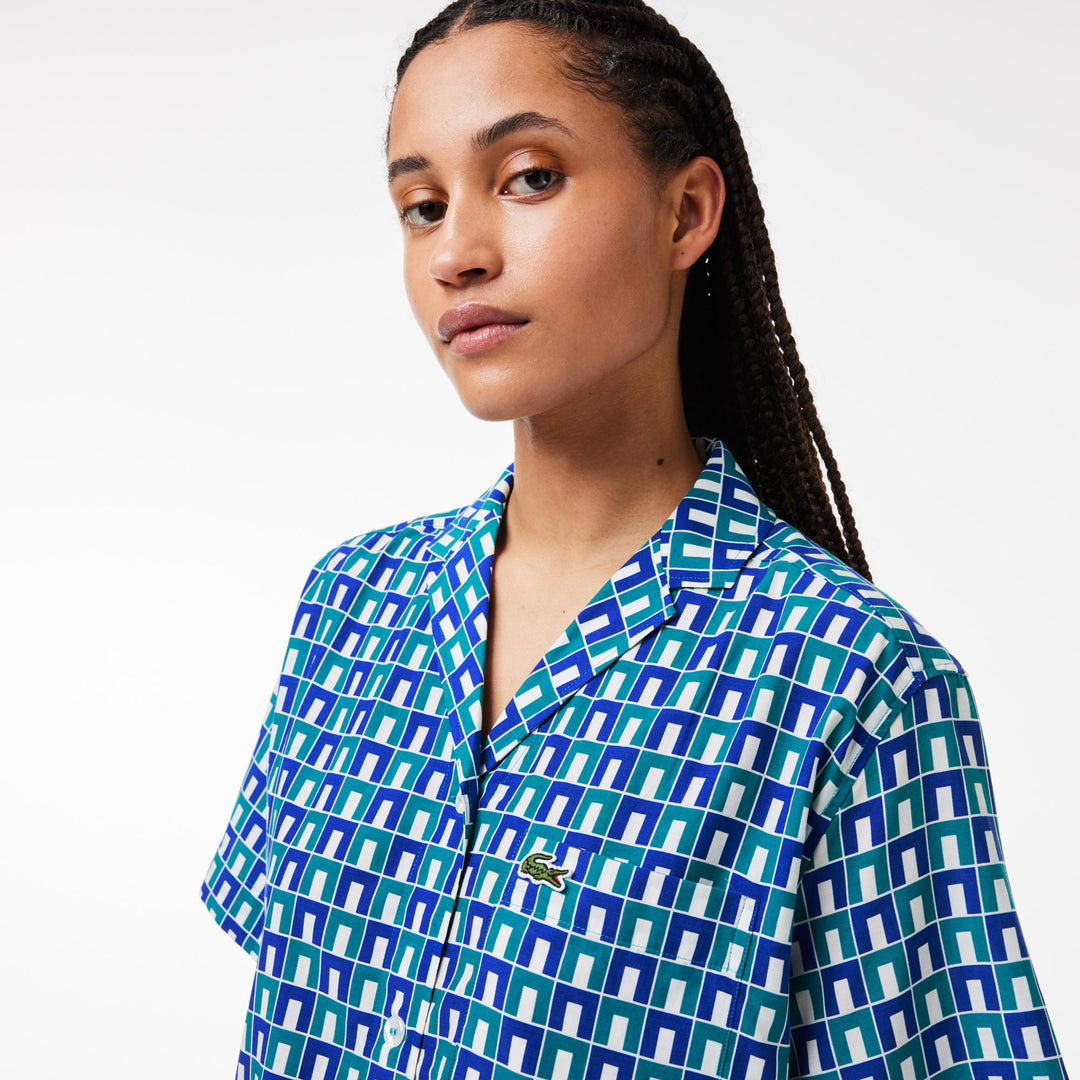 Lacoste Women's Oversized Monogram Print Shirt
