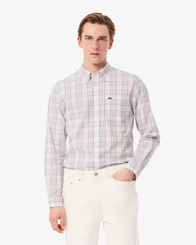 Lacoste Men's Slim Fit Stretch Plaid Shirt