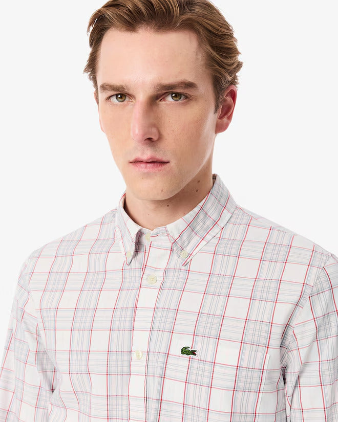 Lacoste Men's Slim Fit Stretch Plaid Shirt