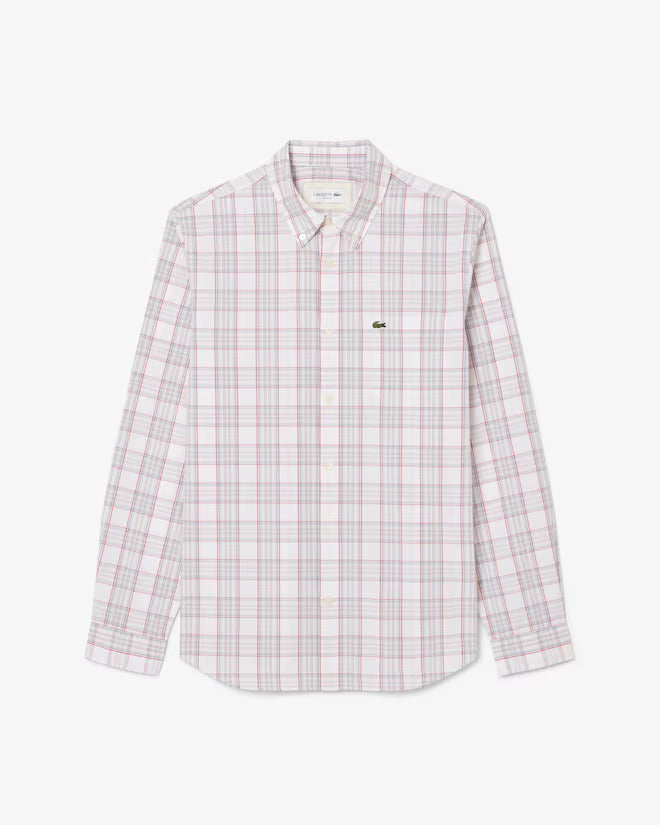 Lacoste Men's Slim Fit Stretch Plaid Shirt