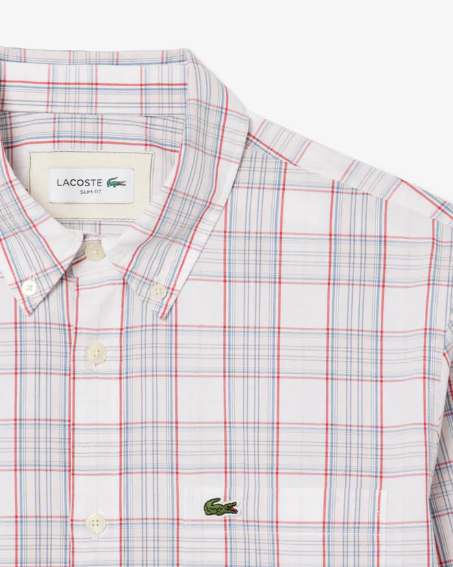 Lacoste Men's Slim Fit Stretch Plaid Shirt