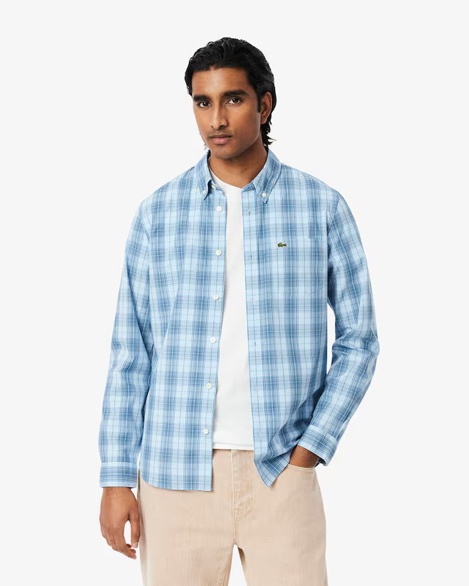 Lacoste Men's Slim Fit Stretch Plaid Shirt