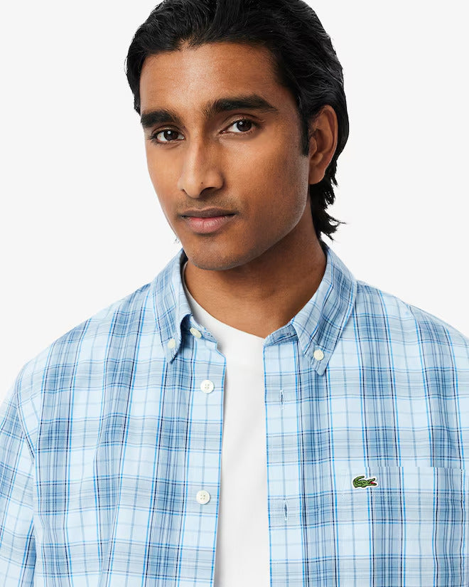 Lacoste Men's Slim Fit Stretch Plaid Shirt
