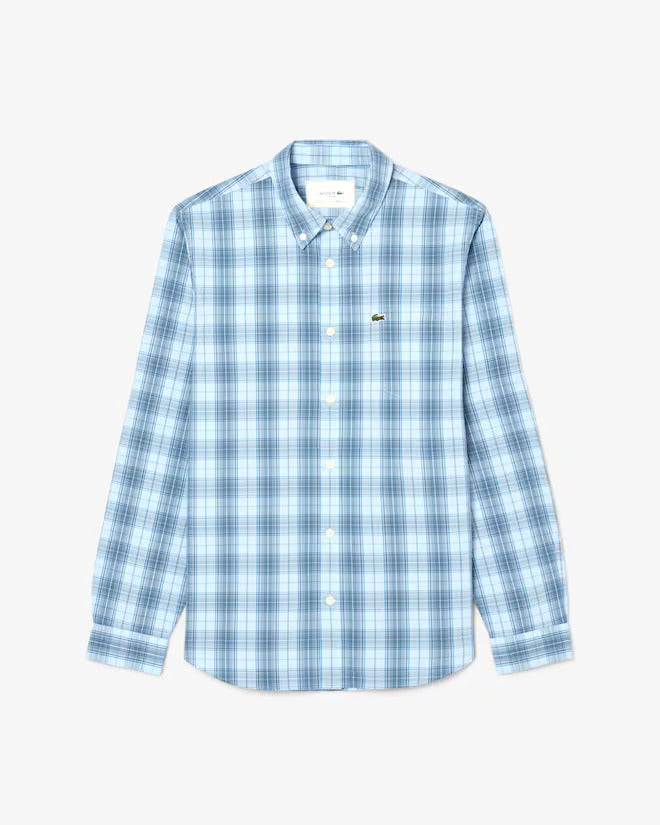 Lacoste Men's Slim Fit Stretch Plaid Shirt