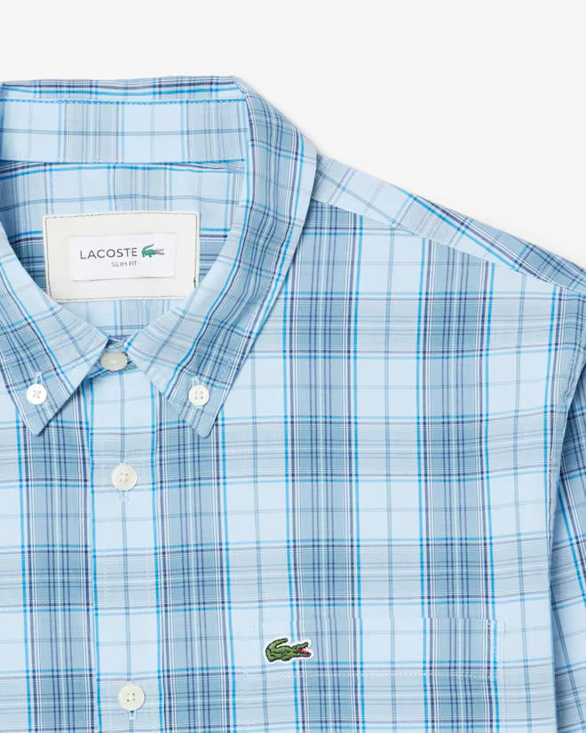 Lacoste Men's Slim Fit Stretch Plaid Shirt