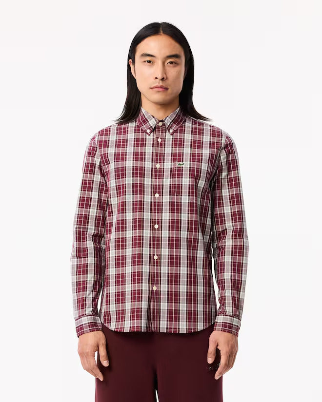 Lacoste Men's Slim Fit Stretch Plaid Shirt