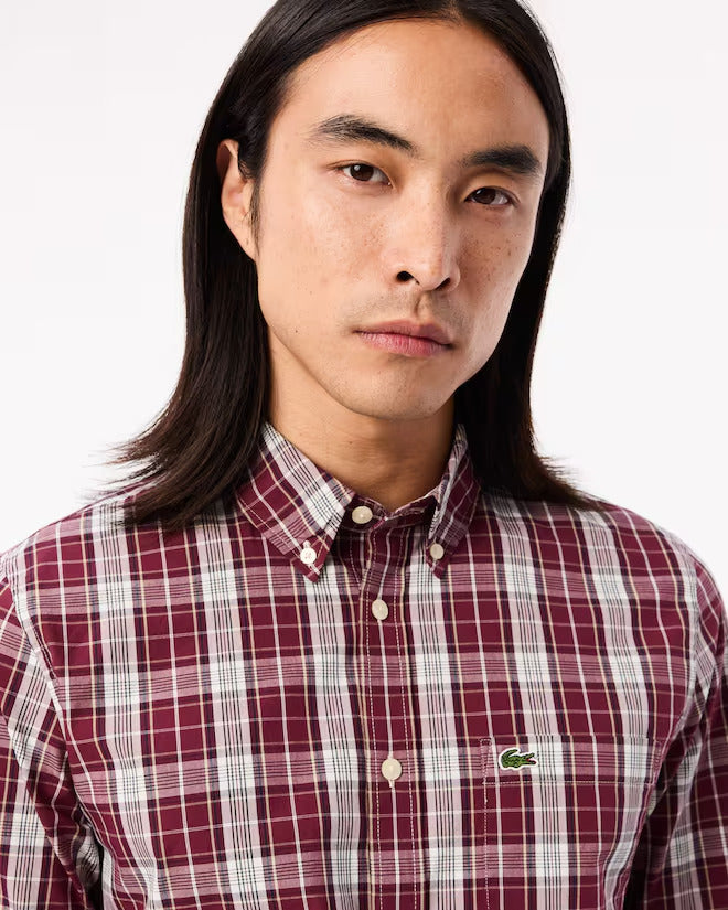 Lacoste Men's Slim Fit Stretch Plaid Shirt