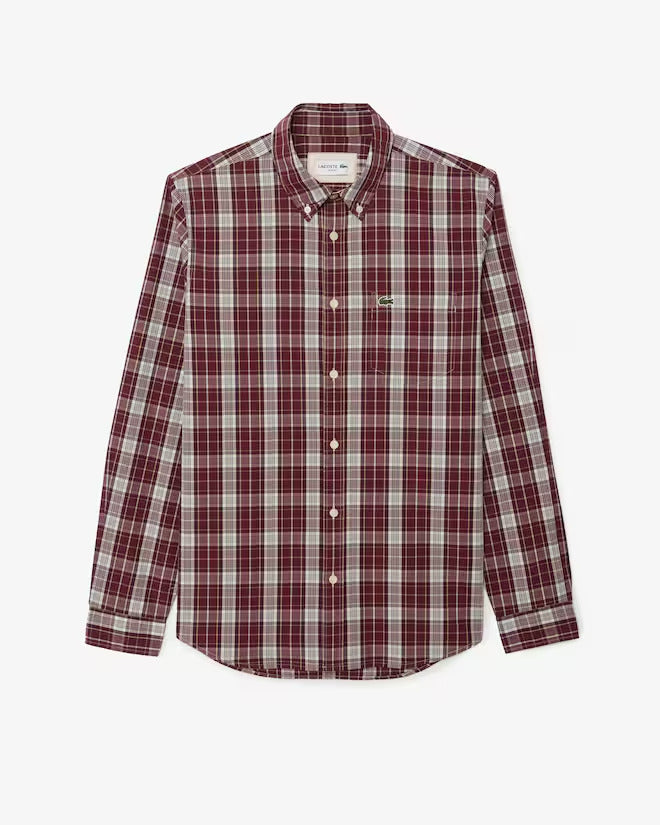 Lacoste Men's Slim Fit Stretch Plaid Shirt