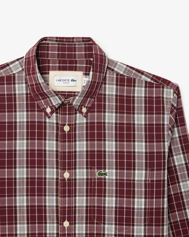 Lacoste Men's Slim Fit Stretch Plaid Shirt