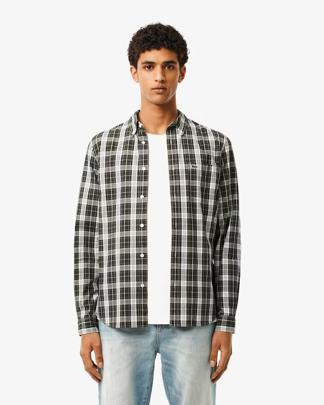 Lacoste Men's Slim Fit Stretch Plaid Shirt