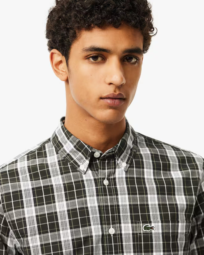 Lacoste Men's Slim Fit Stretch Plaid Shirt