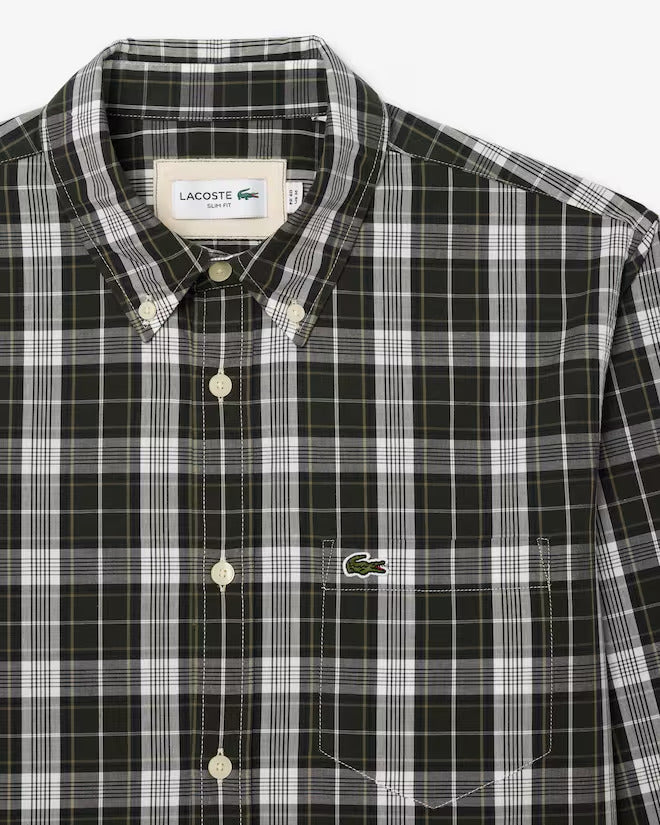 Lacoste Men's Slim Fit Stretch Plaid Shirt