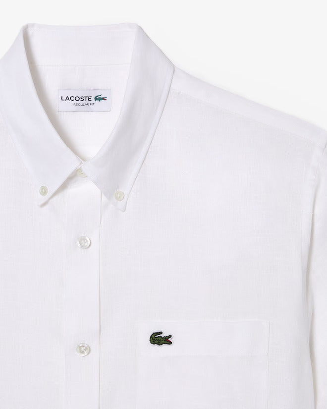 Lacoste Men's Short Sleeve Linen Shirt