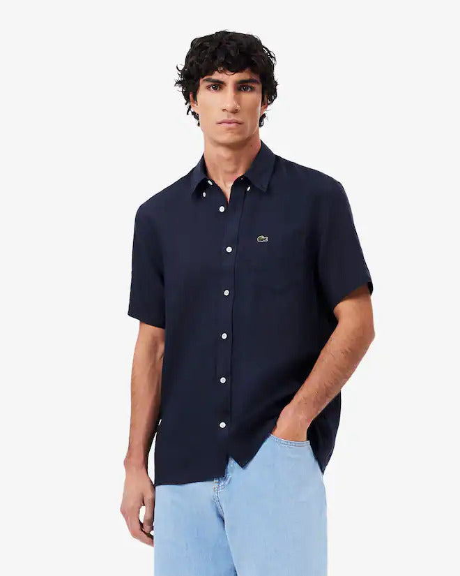 Lacoste Men's Short Sleeve Linen Shirt