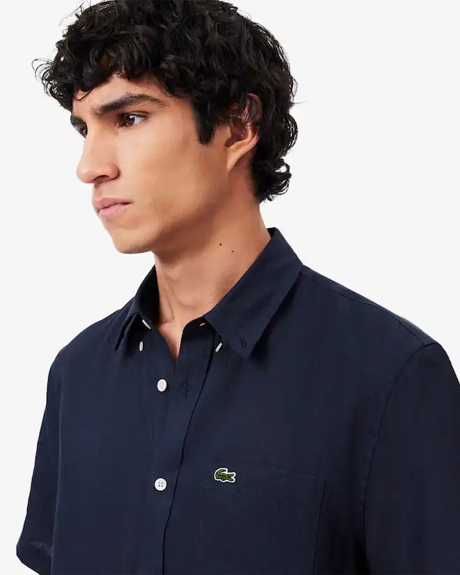 Lacoste Men's Short Sleeve Linen Shirt
