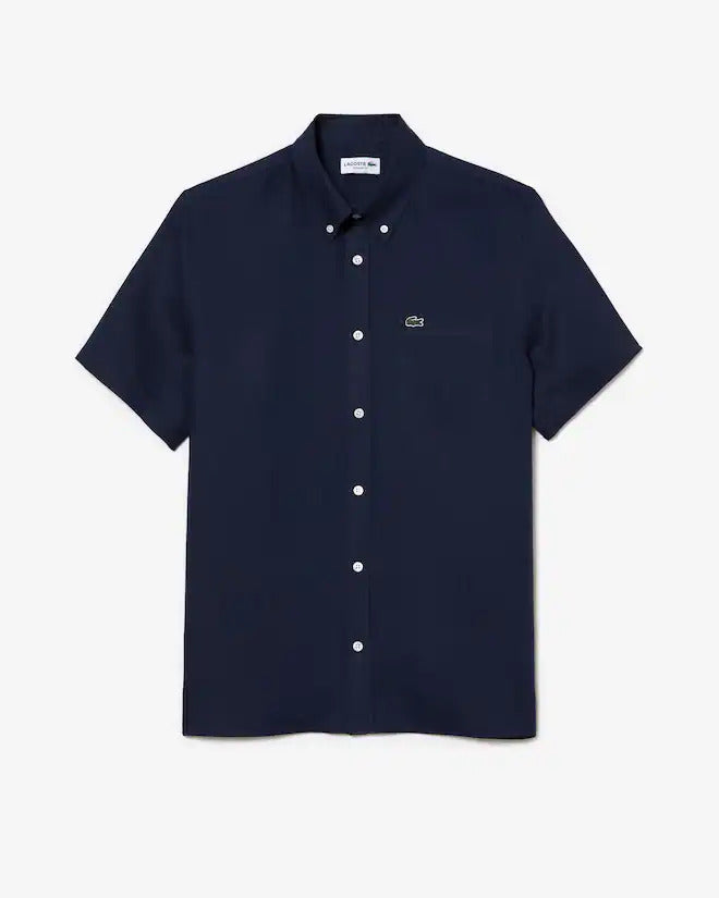Lacoste Men's Short Sleeve Linen Shirt