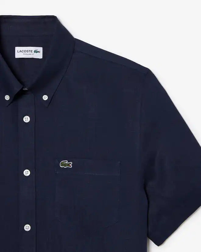 Lacoste Men's Short Sleeve Linen Shirt