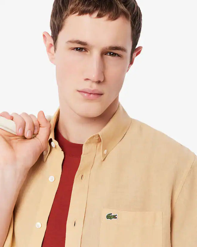 Lacoste Men's Short Sleeve Linen Shirt