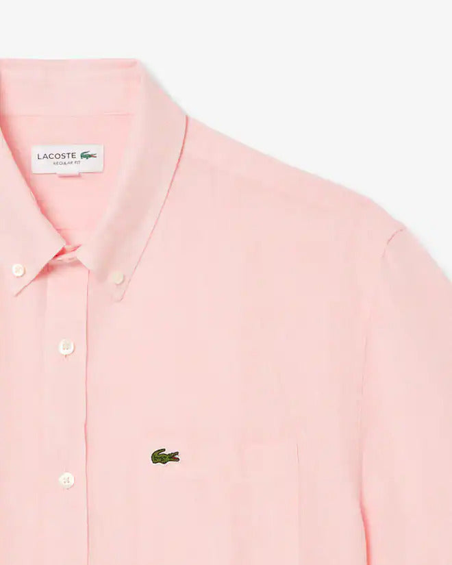 Lacoste Men's Short Sleeve Linen Shirt