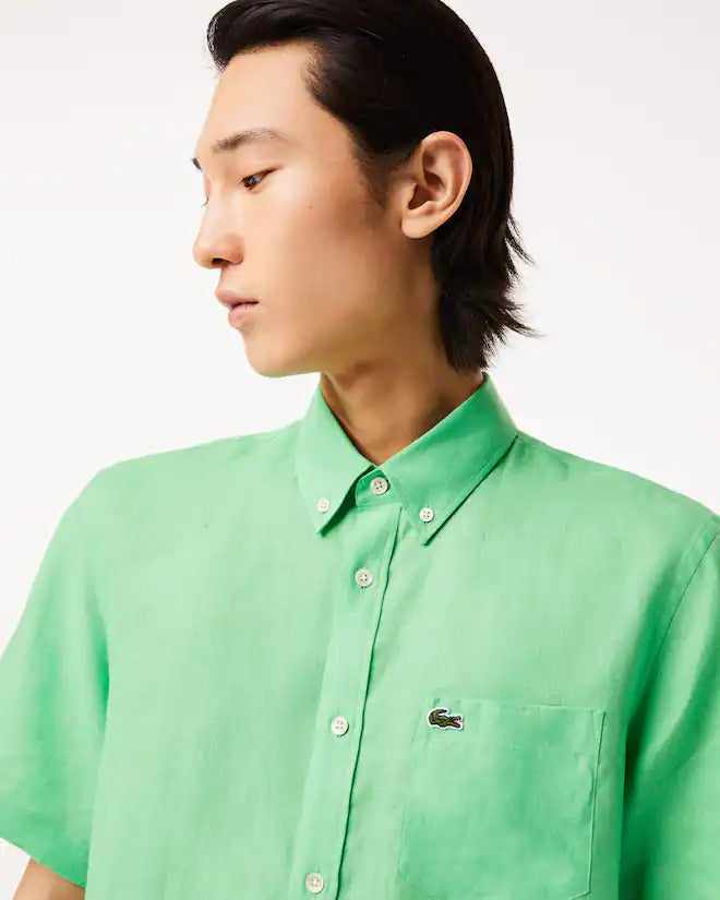 Lacoste Men's Short Sleeve Linen Shirt