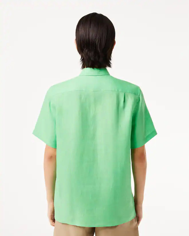 Lacoste Men's Short Sleeve Linen Shirt