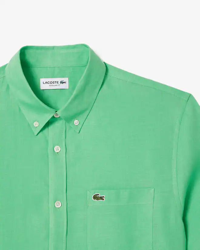 Lacoste Men's Short Sleeve Linen Shirt