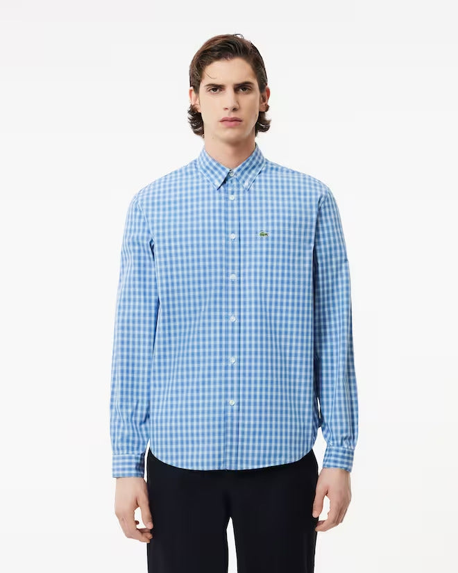 Lacoste Men's Regular Fit Plaid Poplin Shirt