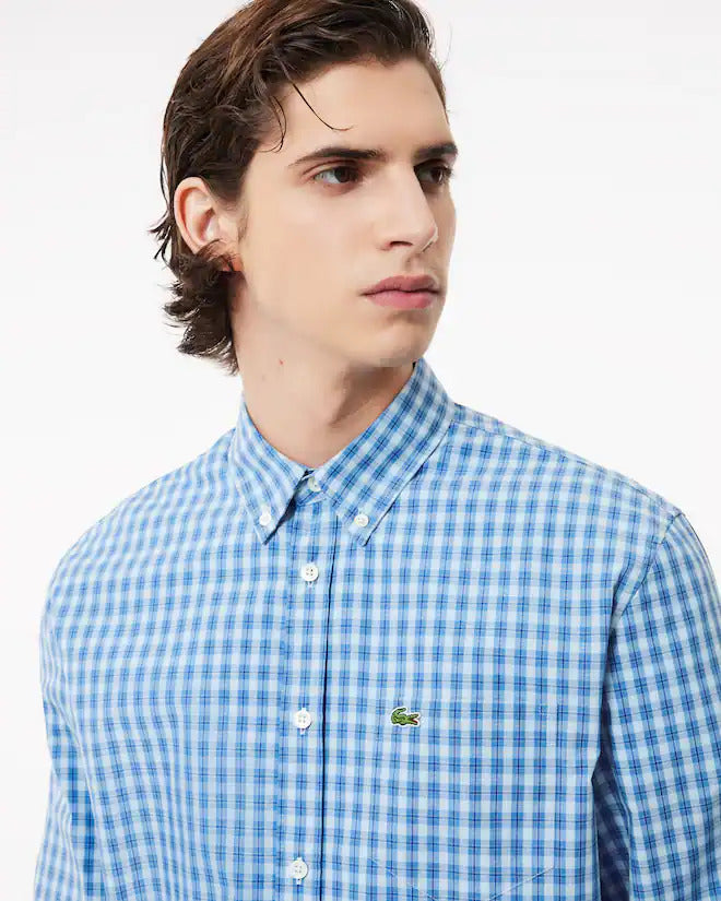 Lacoste Men's Regular Fit Plaid Poplin Shirt