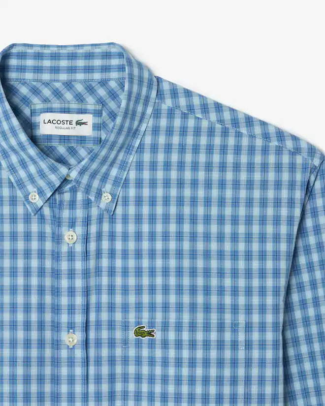 Lacoste Men's Regular Fit Plaid Poplin Shirt