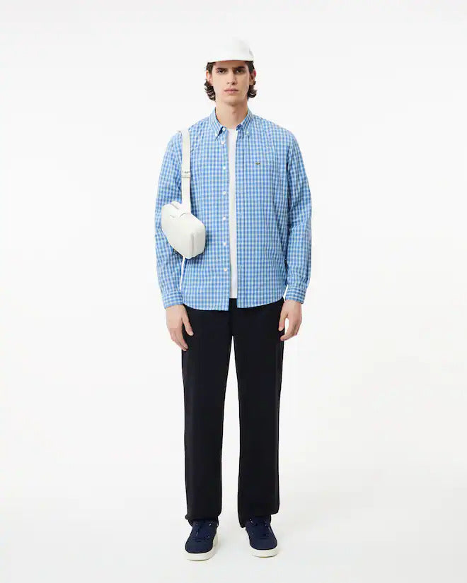 Lacoste Men's Regular Fit Plaid Poplin Shirt