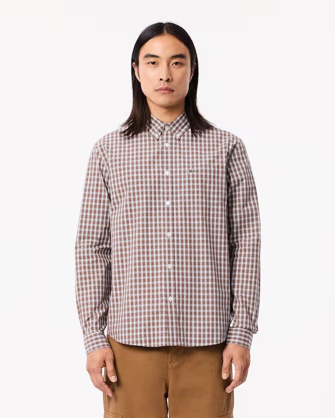 Lacoste Men's Regular Fit Plaid Poplin Shirt