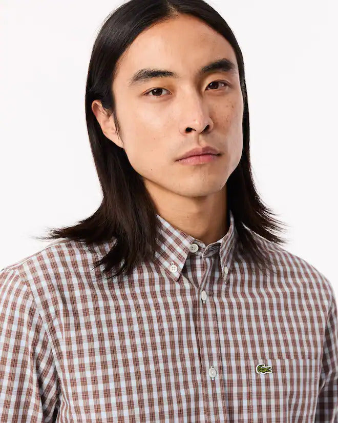 Lacoste Men's Regular Fit Plaid Poplin Shirt