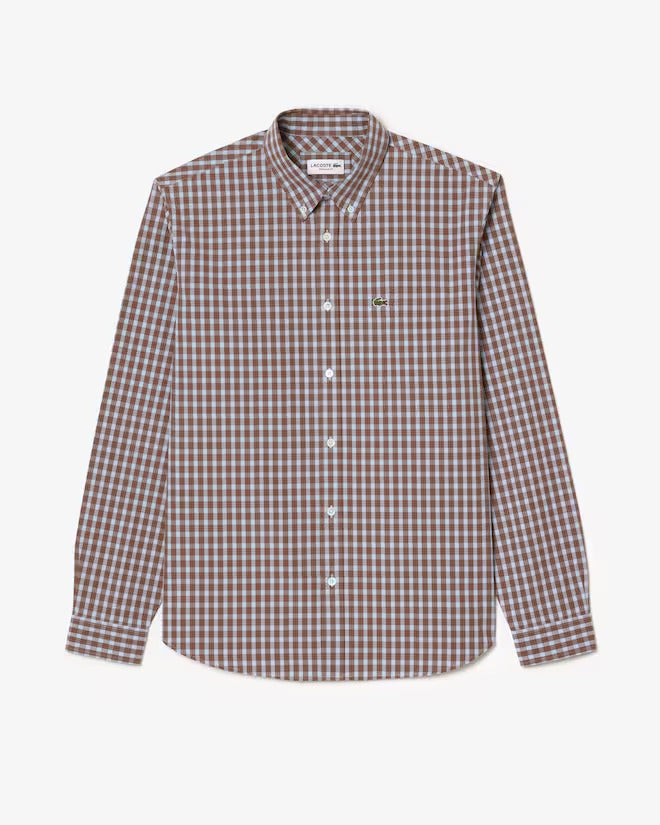 Lacoste Men's Regular Fit Plaid Poplin Shirt